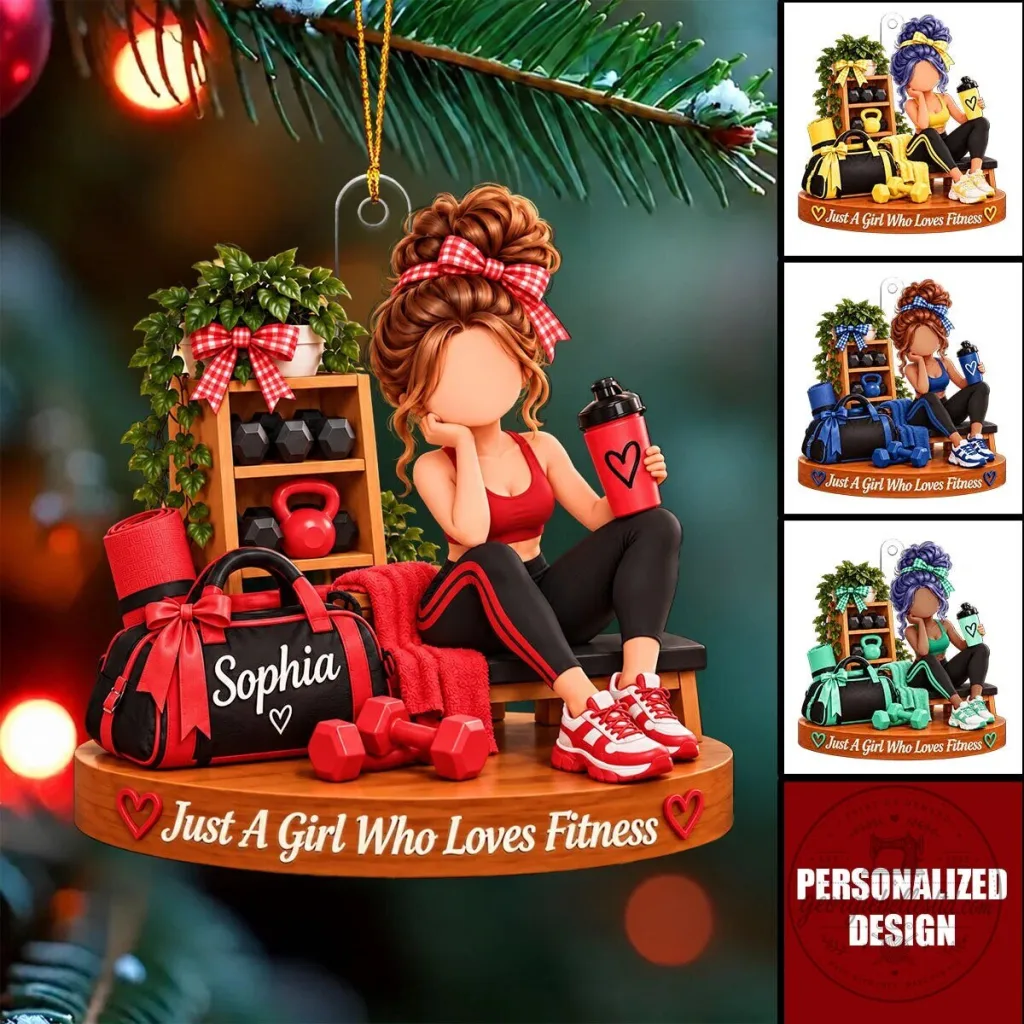 Personalized Fitness Girl Christmas Tree Ornament Personalized Fitness Girl Christmas Tree Ornament