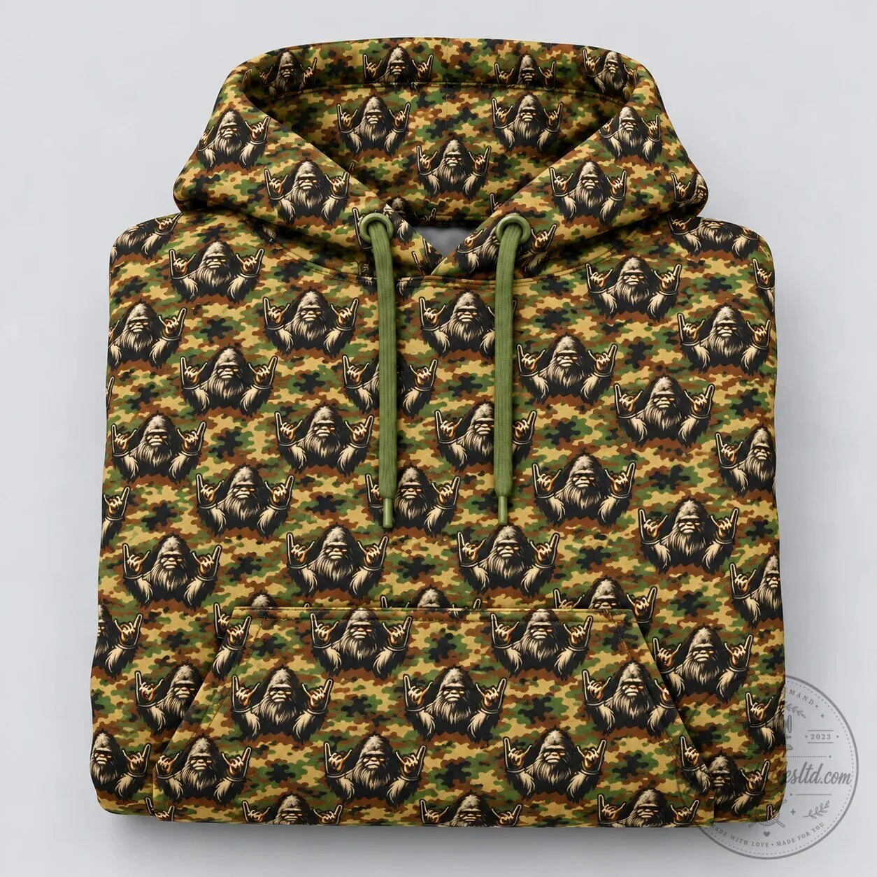 Bigfoot Rock and Roll Camouflage Pattern All-Over Print Hoodie 5 Bigfoot Rock and Roll Camouflage Pattern All-Over Print Hoodie