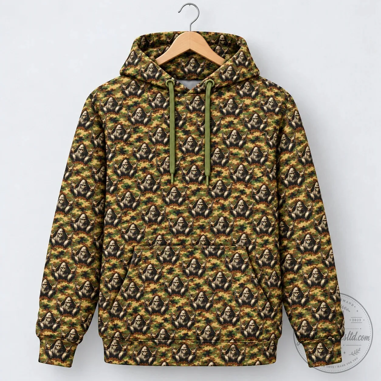 Bigfoot Rock and Roll Camouflage Pattern All-Over Print Hoodie 8 Bigfoot Rock and Roll Camouflage Pattern All-Over Print Hoodie