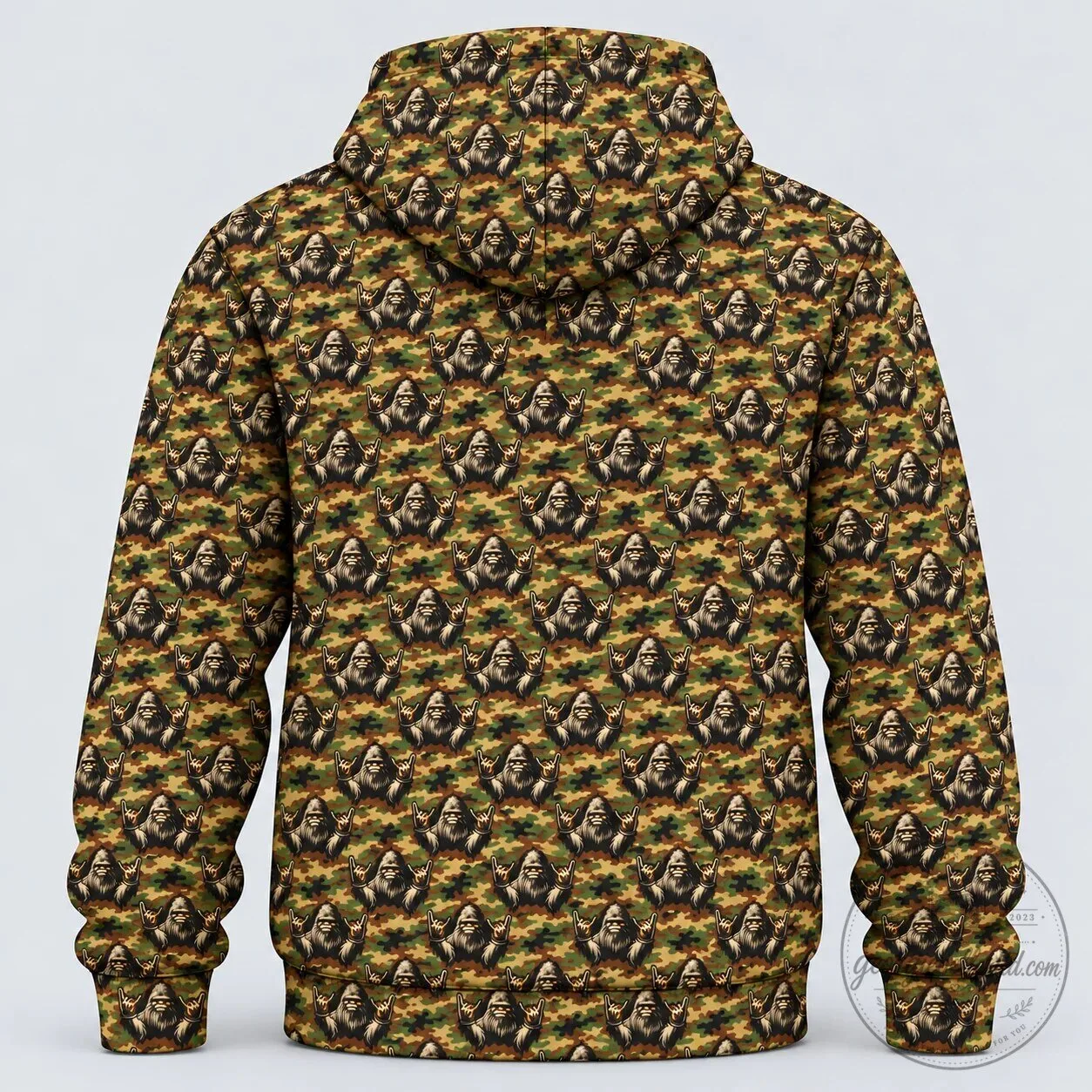 Bigfoot Rock and Roll Camouflage Pattern All-Over Print Hoodie 9 Bigfoot Rock and Roll Camouflage Pattern All-Over Print Hoodie