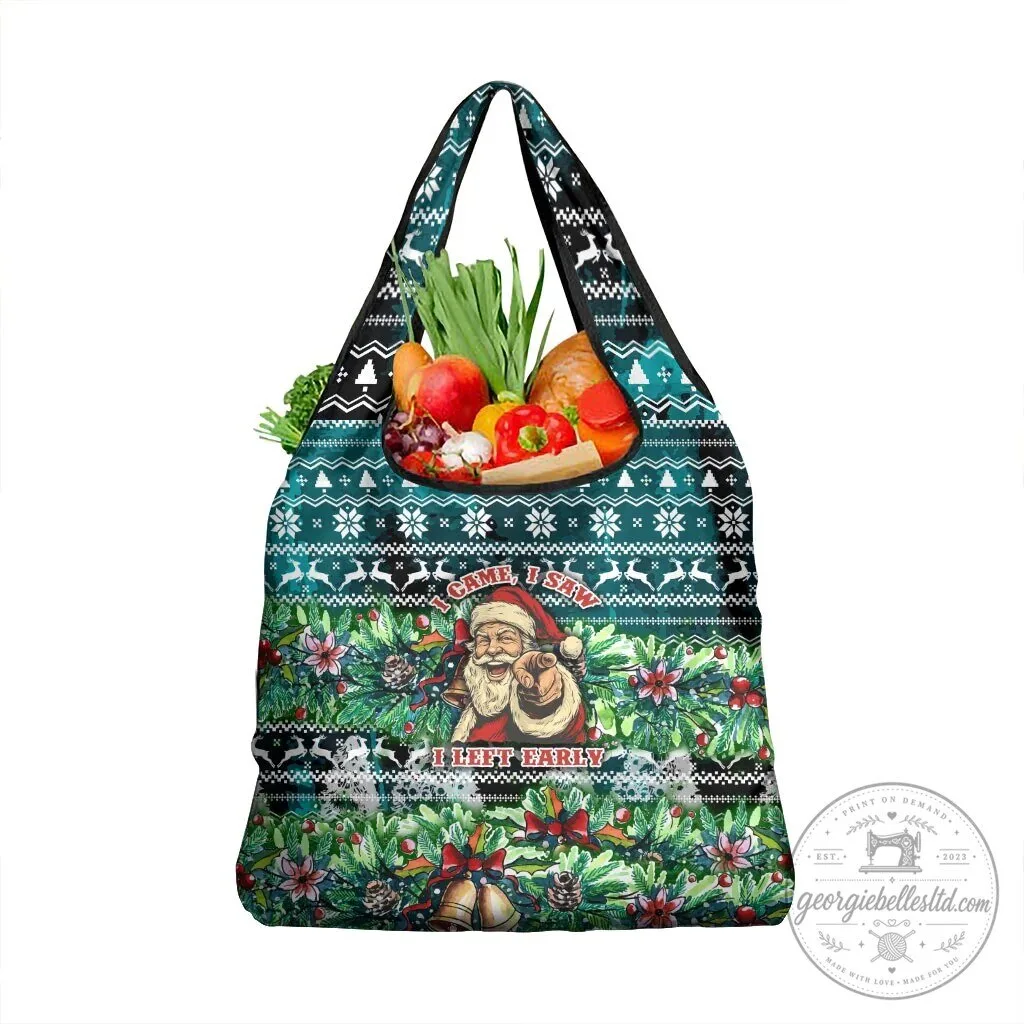 Funny Santa Claus Christmas I Came I Saw I Left Early Reusable Grocery Bag 7 Funny Santa Claus Christmas I Came I Saw I Left Early Reusable Grocery Bag