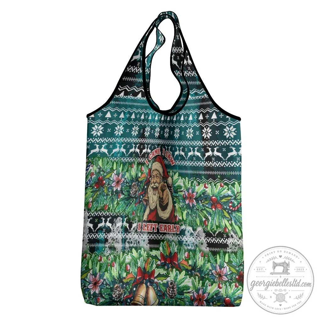 Funny Santa Claus Christmas I Came I Saw I Left Early Reusable Grocery Bag 9 Funny Santa Claus Christmas I Came I Saw I Left Early Reusable Grocery Bag