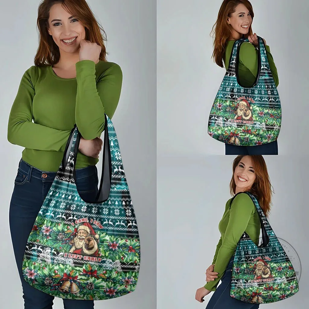 Funny Santa Claus Christmas I Came I Saw I Left Early Reusable Grocery Bag 13 Funny Santa Claus Christmas I Came I Saw I Left Early Reusable Grocery Bag