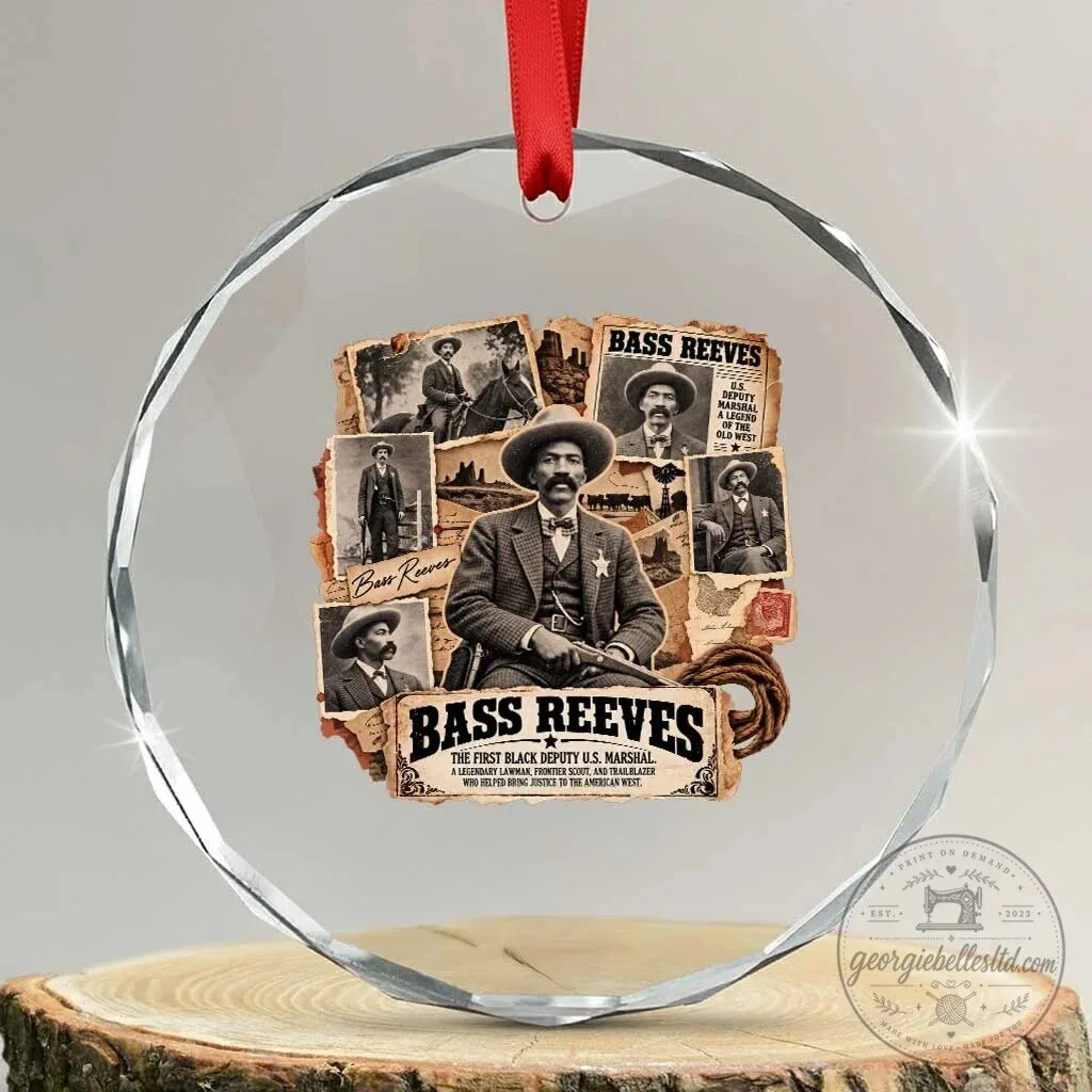 Bass Reeves Black Cowboy History Crystal Glass Christmas Ornament