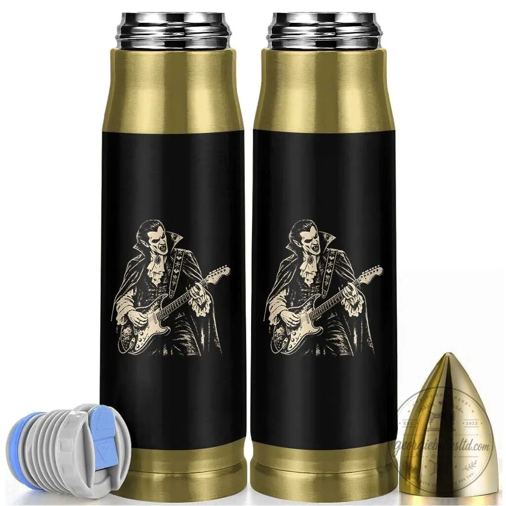 Vintage Vampire Playing Guitar Halloween Bullet Tumbler Rock Music Lover