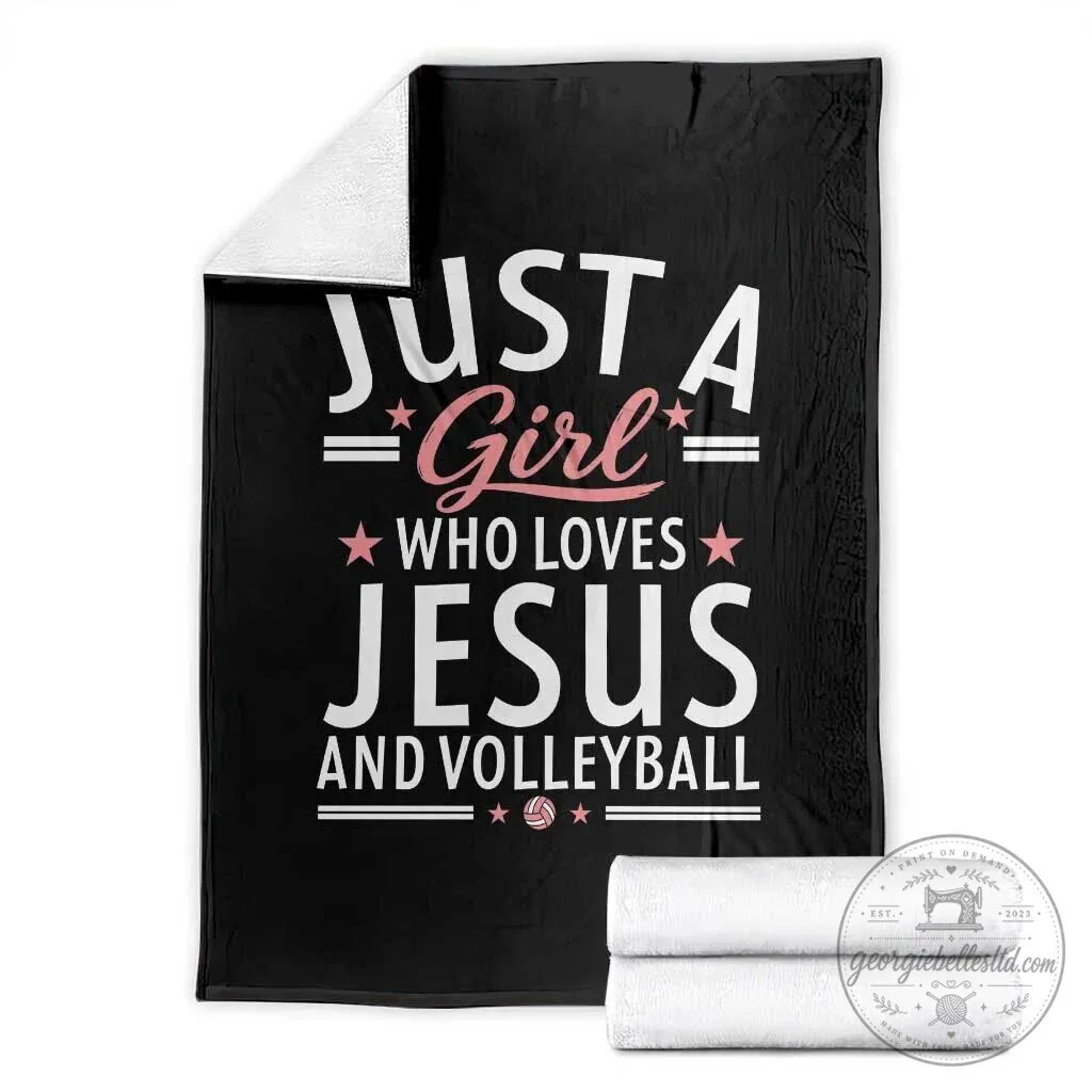Just A Girl Who Loves Jesus And Volleyball Christian Faith Throw Blanket