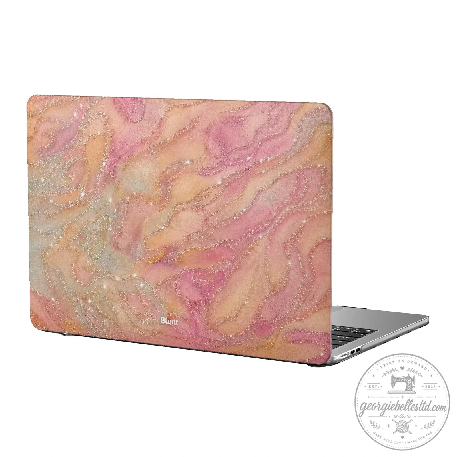Peachy Marble Glitter Swirl Hard Shell Laptop Case for MacBook Air
