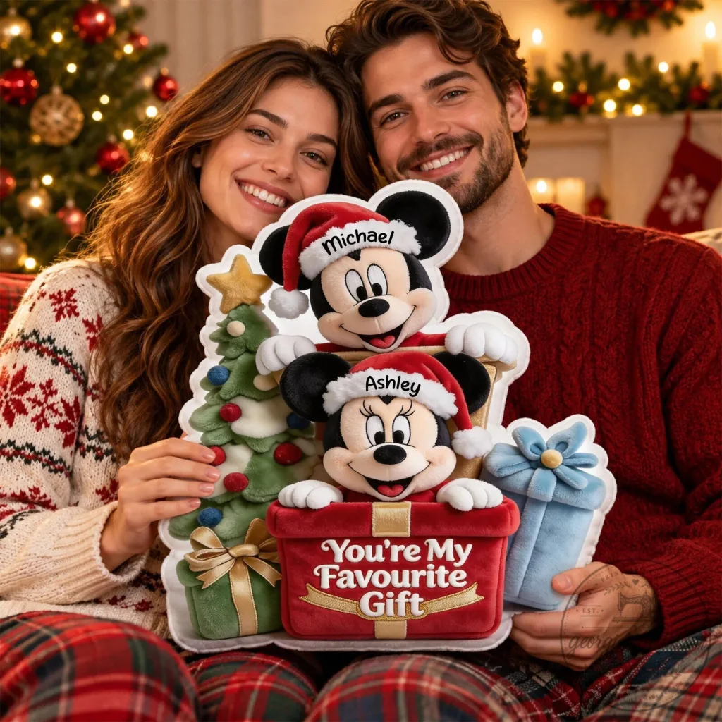 Personalized Mickey and Minnie Mouse Christmas Couple's Favorite Gift Pillow Personalized Mickey and Minnie Mouse Christmas Couple's Favorite Gift Pillow
