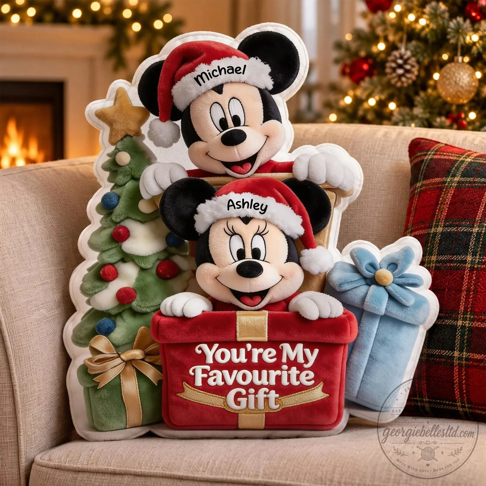 Personalized Mickey and Minnie Mouse Christmas Couple's Favorite Gift Pillow 4 Personalized Mickey and Minnie Mouse Christmas Couple