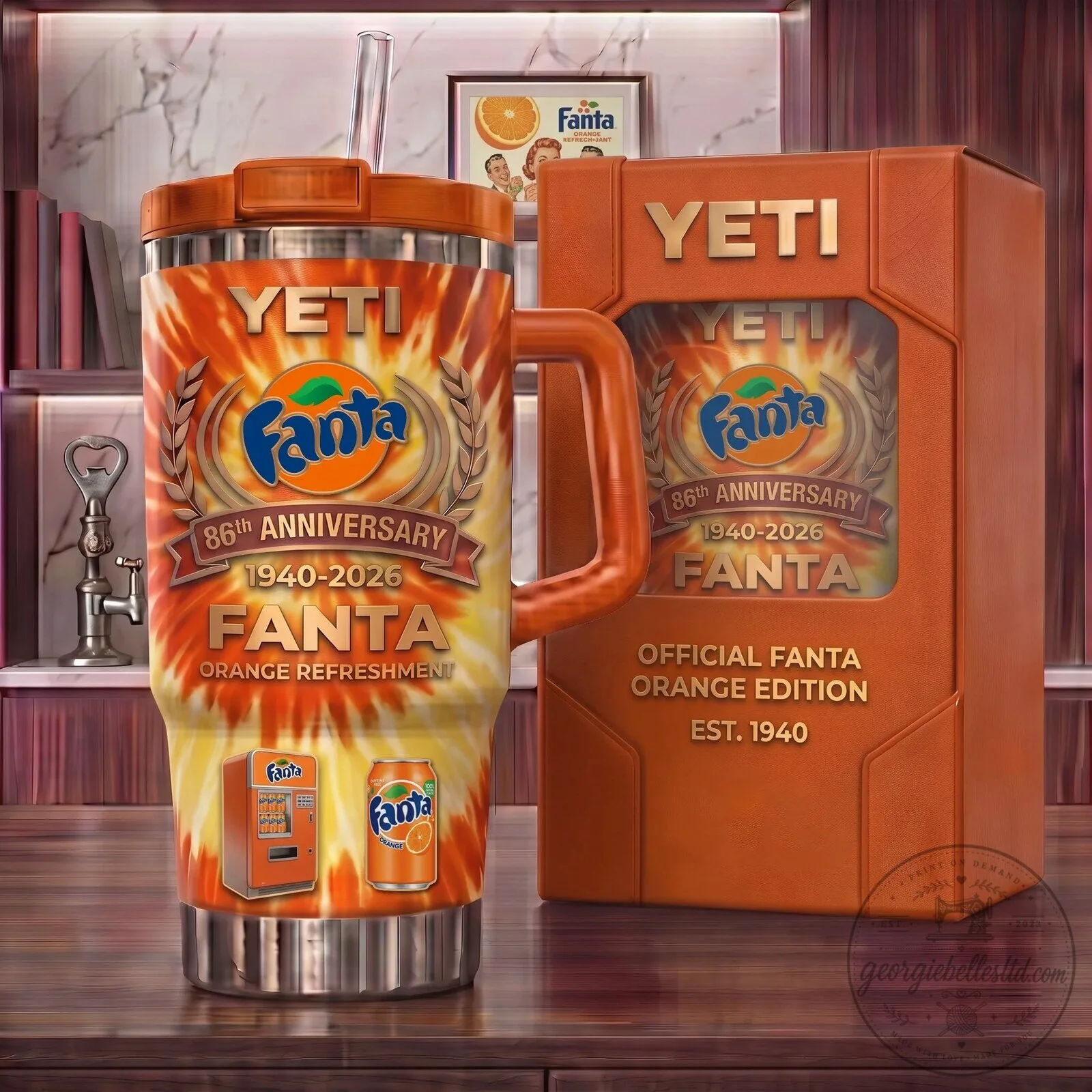 Fanta 86th Anniversary Orange Refreshment Insulated Tumbler with Handle