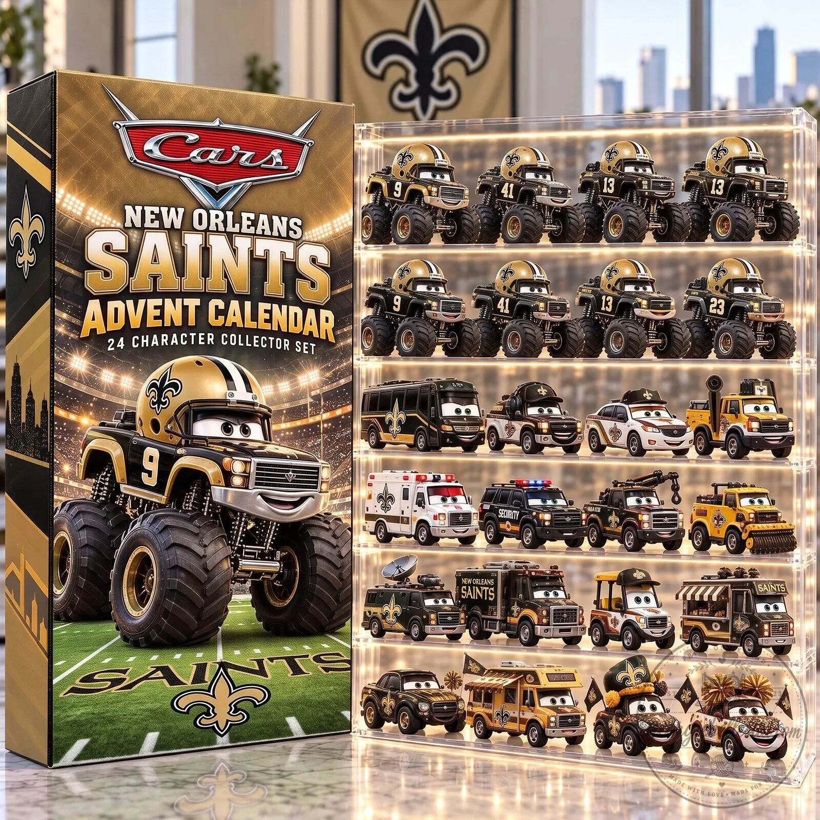 New Orleans Saints Disney Pixar Cars Advent Calendar 24 Character Collector Set 2D 1 New Orleans Saints Disney Pixar Cars Advent Calendar 24 Character Collector Set 2D