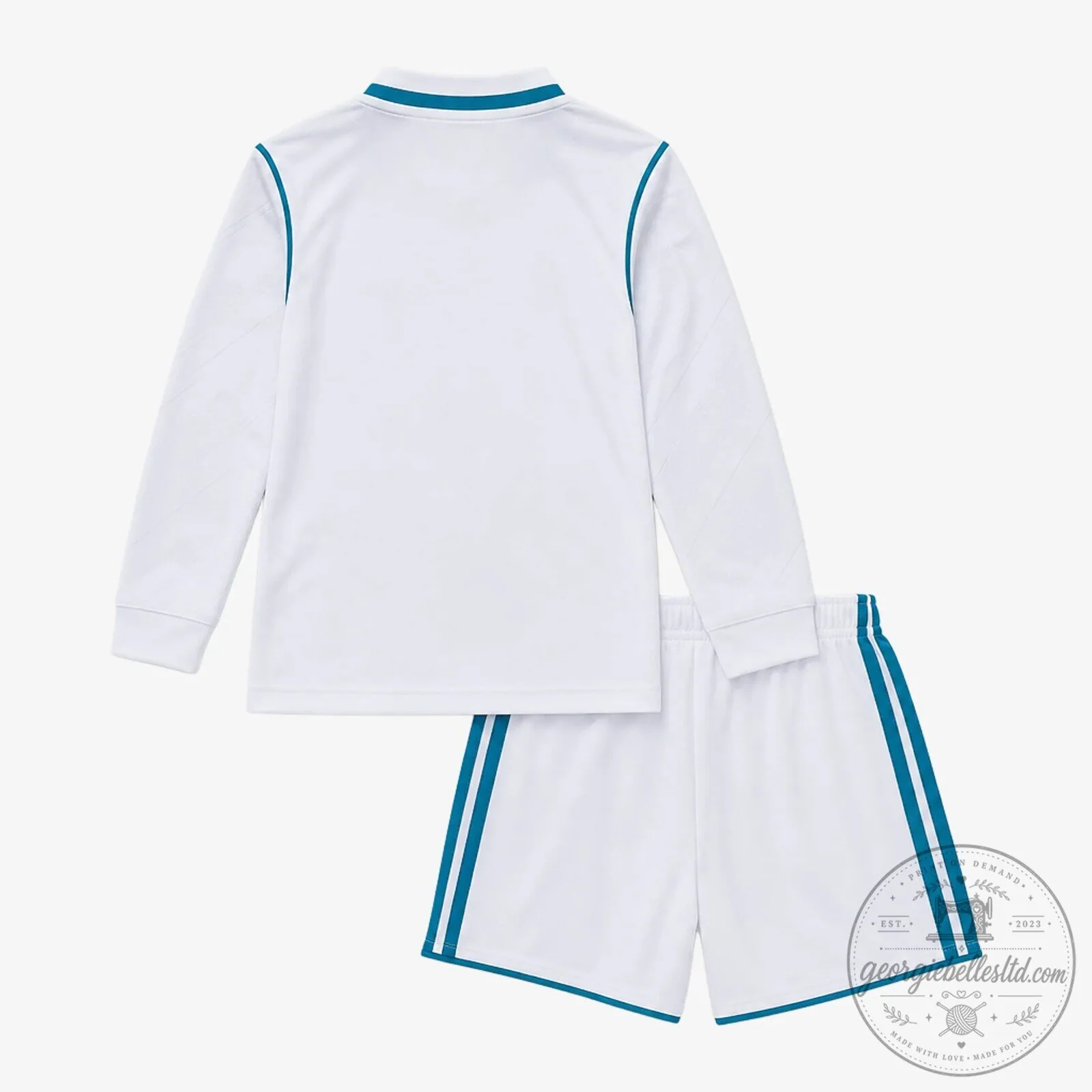 Real Madrid Kids Long Sleeve Home Football Jersey and Shorts Set 3 Real Madrid Kids Long Sleeve Home Football Jersey and Shorts Set