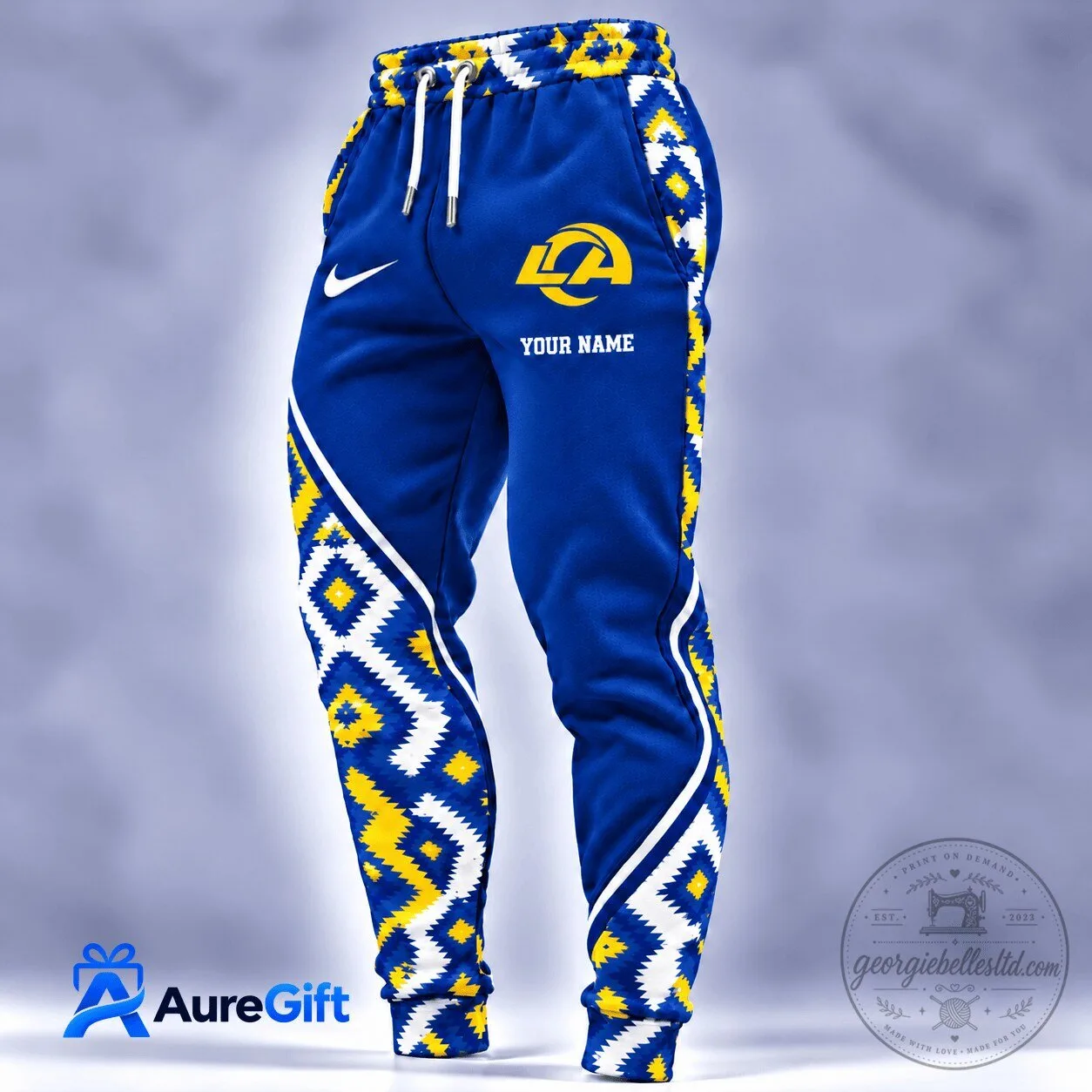 Los Angeles Rams Personalized Native American Pattern Blue Jogger Pants 1 Los Angeles Rams Personalized Native American Pattern Blue Jogger Pants