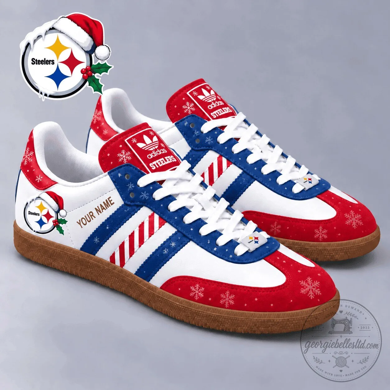 Pittsburgh Steelers Christmas Snowflakes Custom Name Samba Shoes 1 Pittsburgh Steelers Christmas Snowflakes Custom Name Samba Shoes