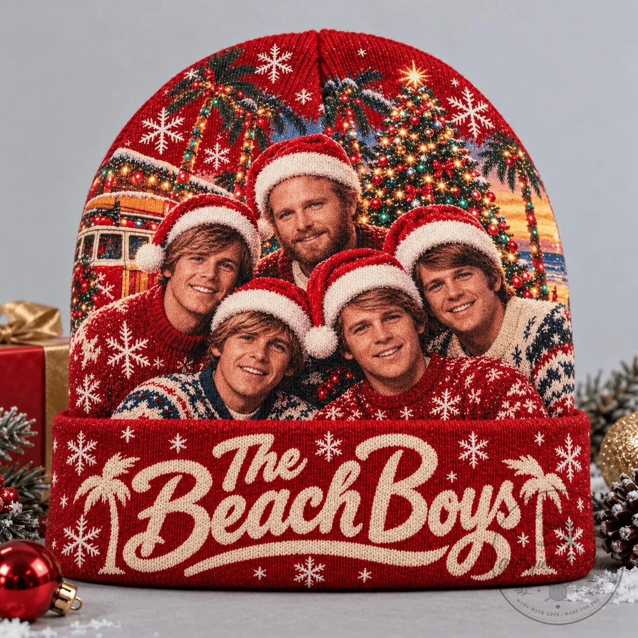 The Beach Boys Christmas Santa Portrait Winter Beanie Hat