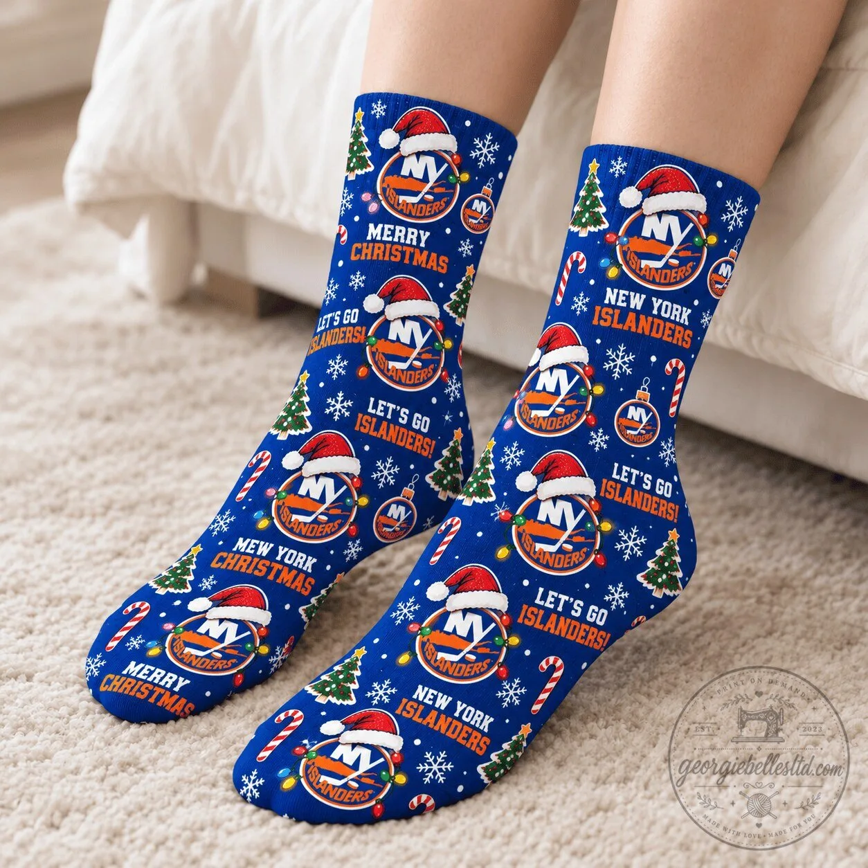 New York Islanders Merry Christmas Holiday Crew Socks