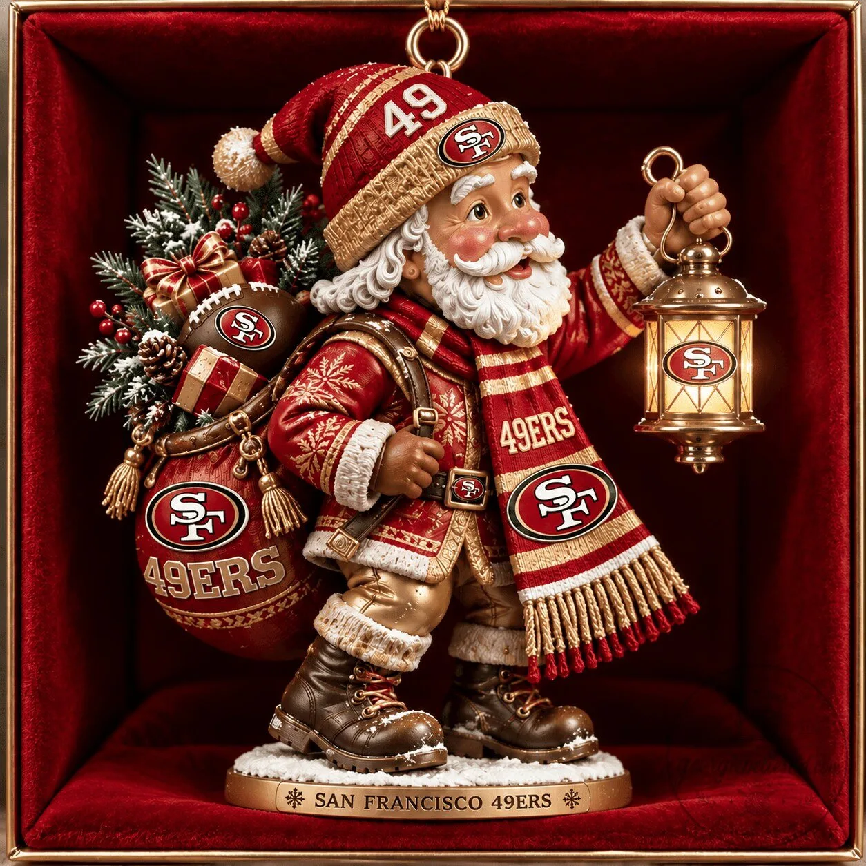 San Francisco 49ers Santa Claus Christmas Ornament for Holiday Tree Decoration