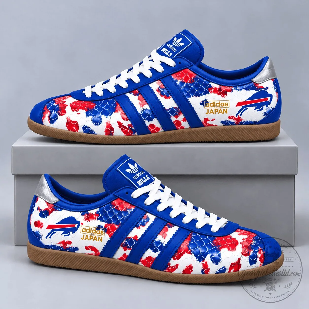 Buffalo Bills Japan Edition Abstract Floral Print Blue White Red Sneakers Shoes 1 Buffalo Bills Japan Edition Abstract Floral Print Blue White Red Sneakers Shoes