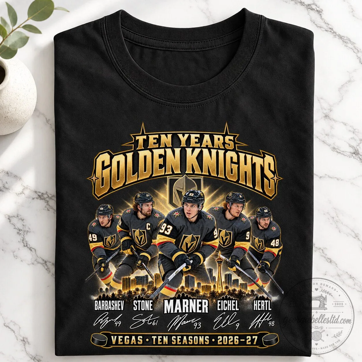 Vegas Golden Knights Ten Years Anniversary Hockey Player Roster T-Shirt