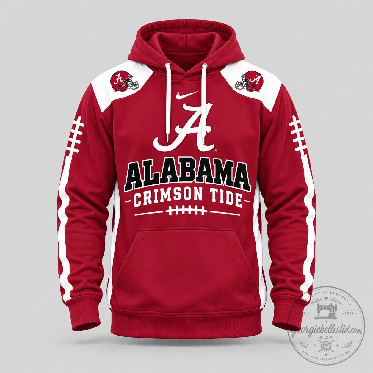 Alabama Crimson Tide Football Laces Sleeve Hoodie