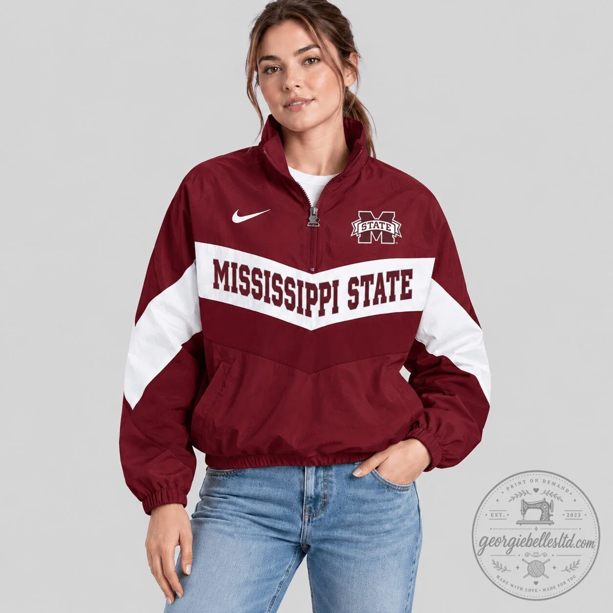 Mississippi State Bulldogs NCAA Chevron Wordmark Quarter-Zip Jacket
