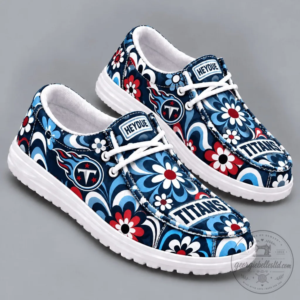 Tennessee Titans NFL Retro Groovy Floral Swirl Print Casual Shoes Tennessee Titans NFL Retro Groovy Floral Swirl Print Casual Shoes
