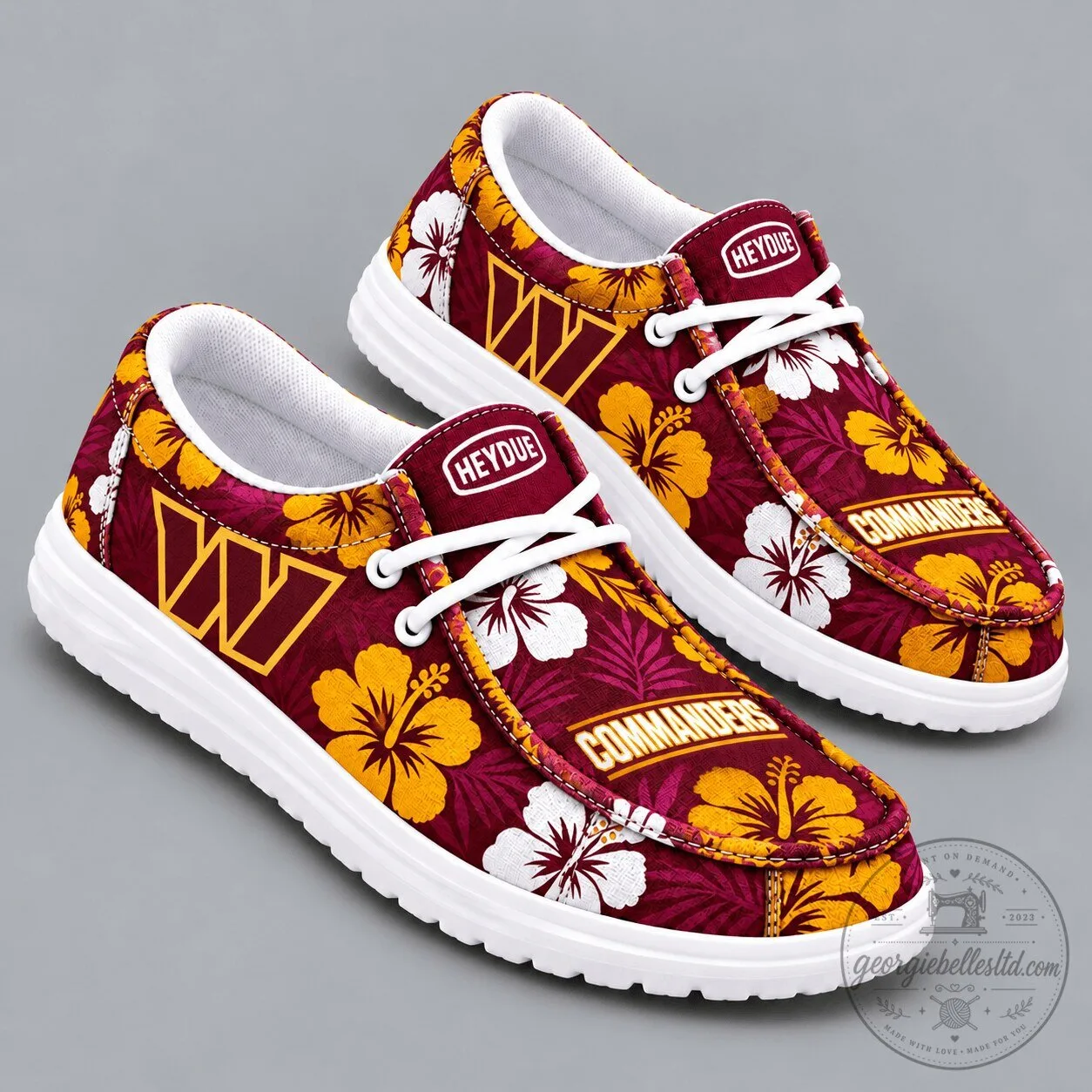 Washington Commanders Tropical Floral Print Casual Shoes with Team Logo