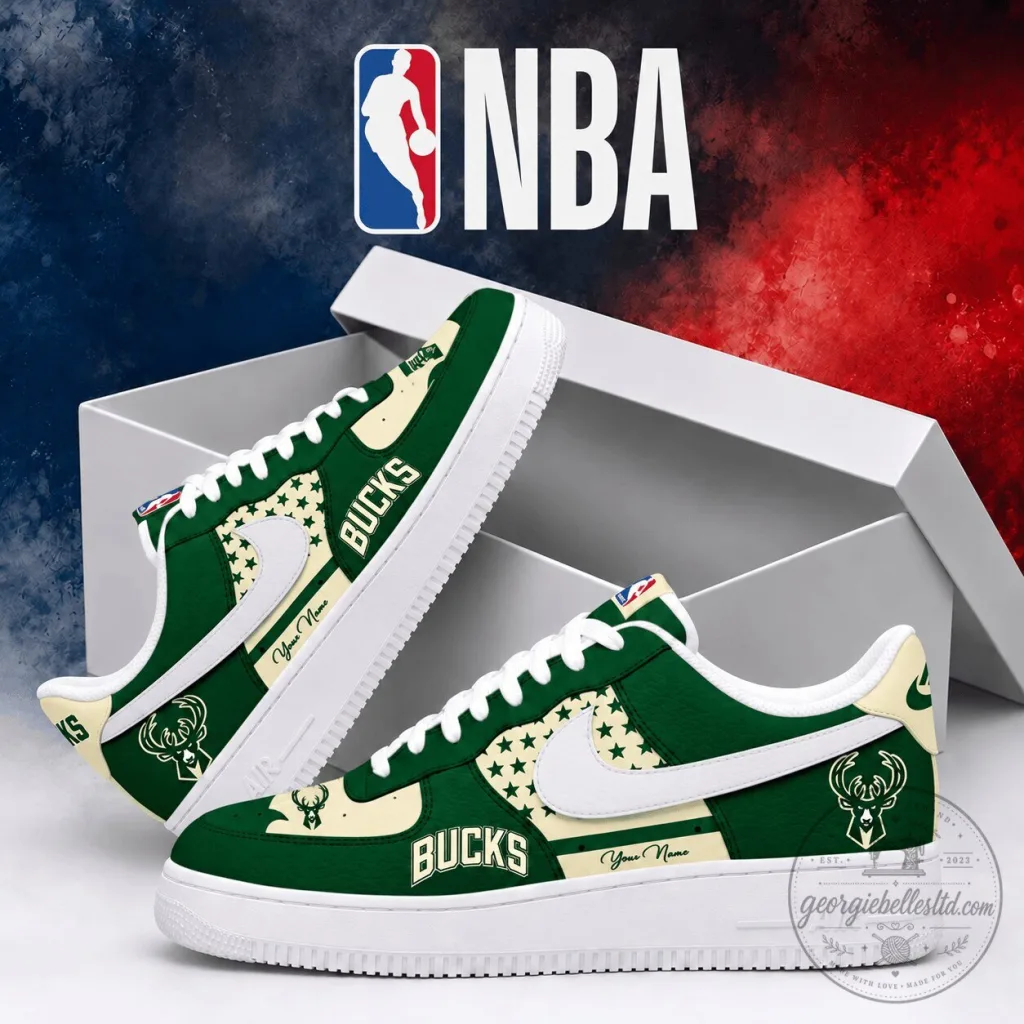 Milwaukee Bucks NBA Team Logo Green and Cream Personalized Low Top Shoes 28 Milwaukee Bucks NBA Team Logo Green and Cream Personalized Low Top Shoes