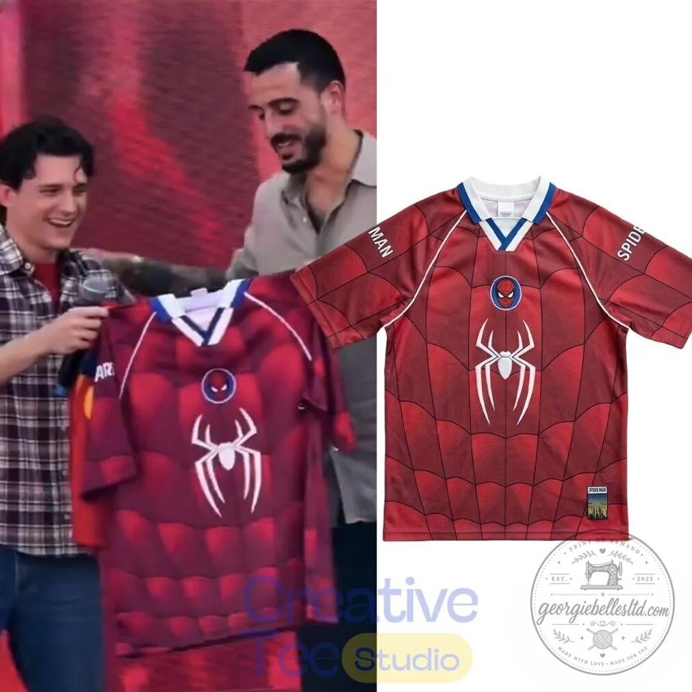 Spider-Man Red Web Pattern Soccer Football Jersey 2 Spider-Man Red Web Pattern Soccer Football Jersey