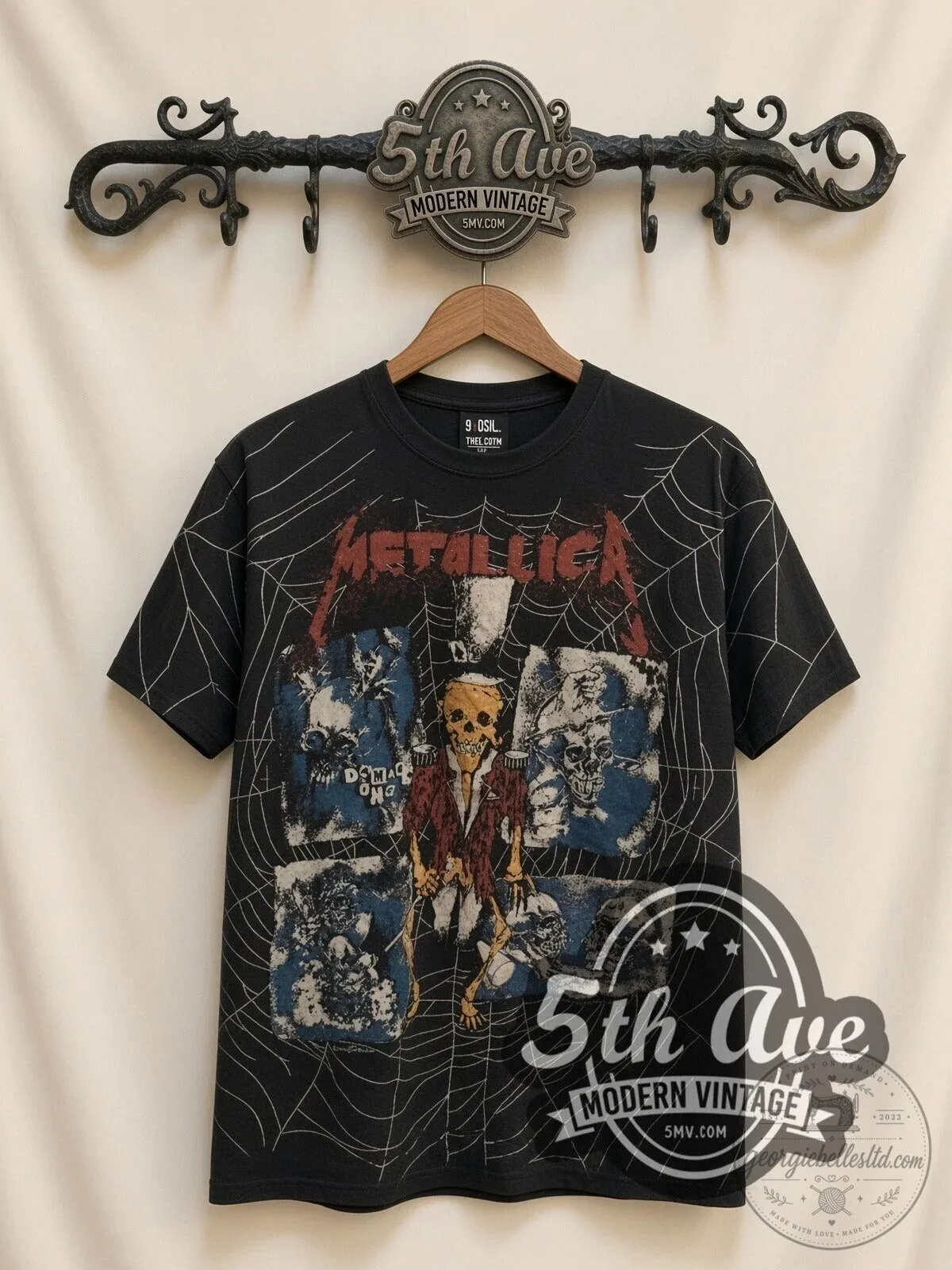 Spider-Man Red Web Pattern Soccer Football Jersey 6 Metallica Skeleton Spiderweb All Over Print Vintage Band T-Shirt