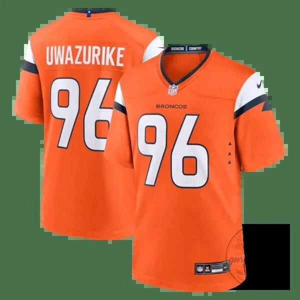 Denver Broncos Eyioma Uwazurike Number 96 Orange Football Jersey 1 Denver Broncos Eyioma Uwazurike Number 96 Orange Football Jersey