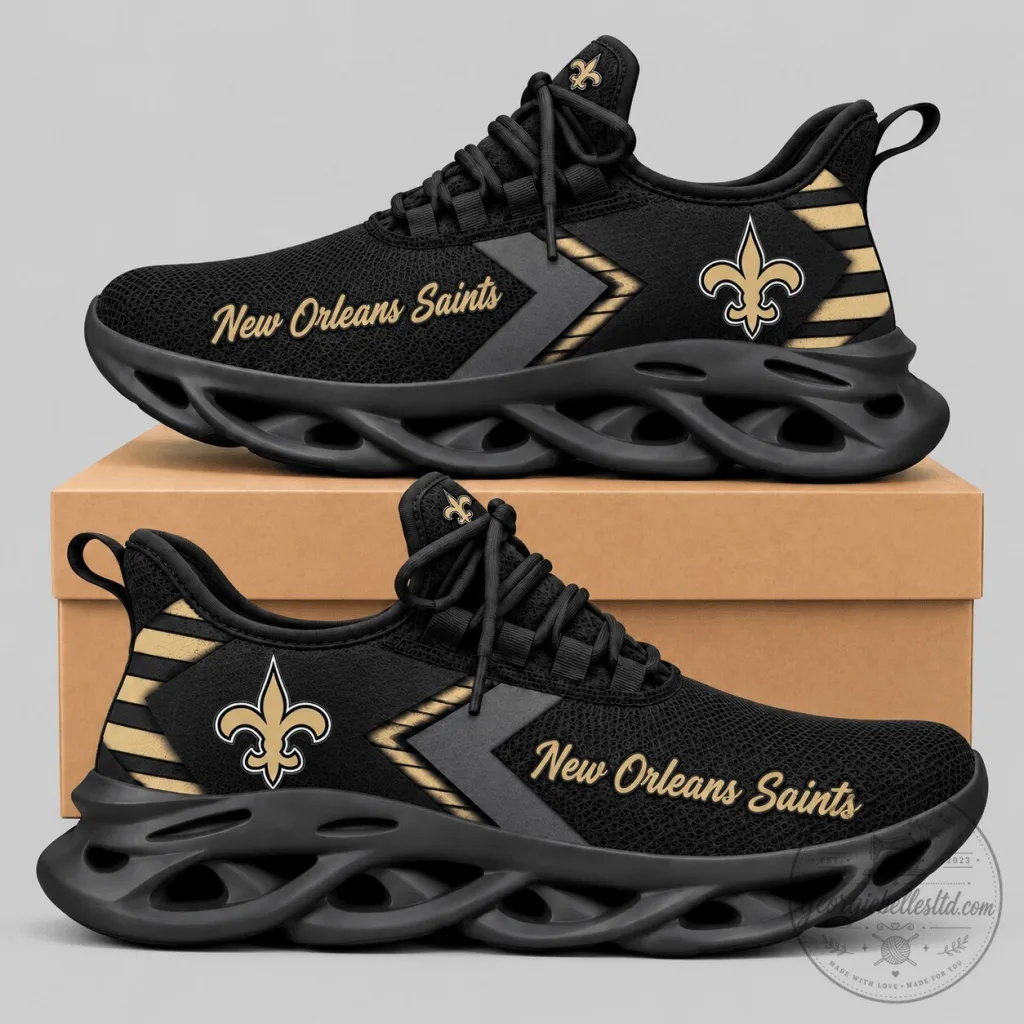 New Orleans Saints NFL Script Wordmark Wave Sole Sneakers New Orleans Saints NFL Script Wordmark Wave Sole Sneakers