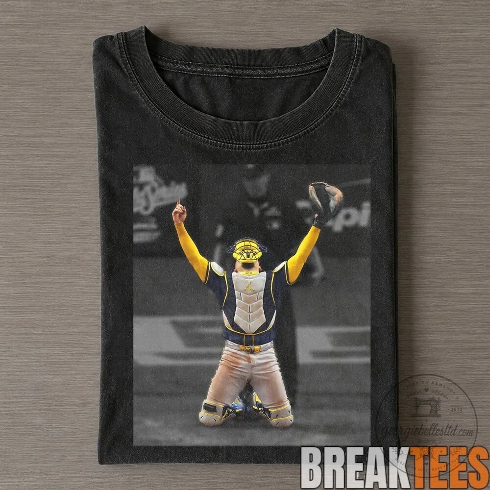 Milwaukee Brewers William Contreras Catcher Arms Raised Baseball Game T-Shirt 3 Milwaukee Brewers William Contreras Catcher Arms Raised Baseball Game T-Shirt