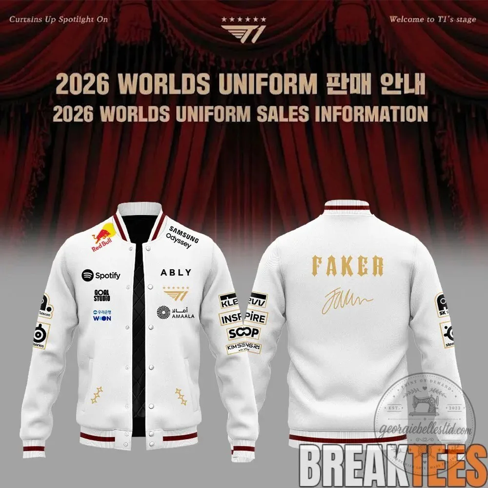League of Legends T1 Faker 2026 Worlds Champion Bomber Jacket