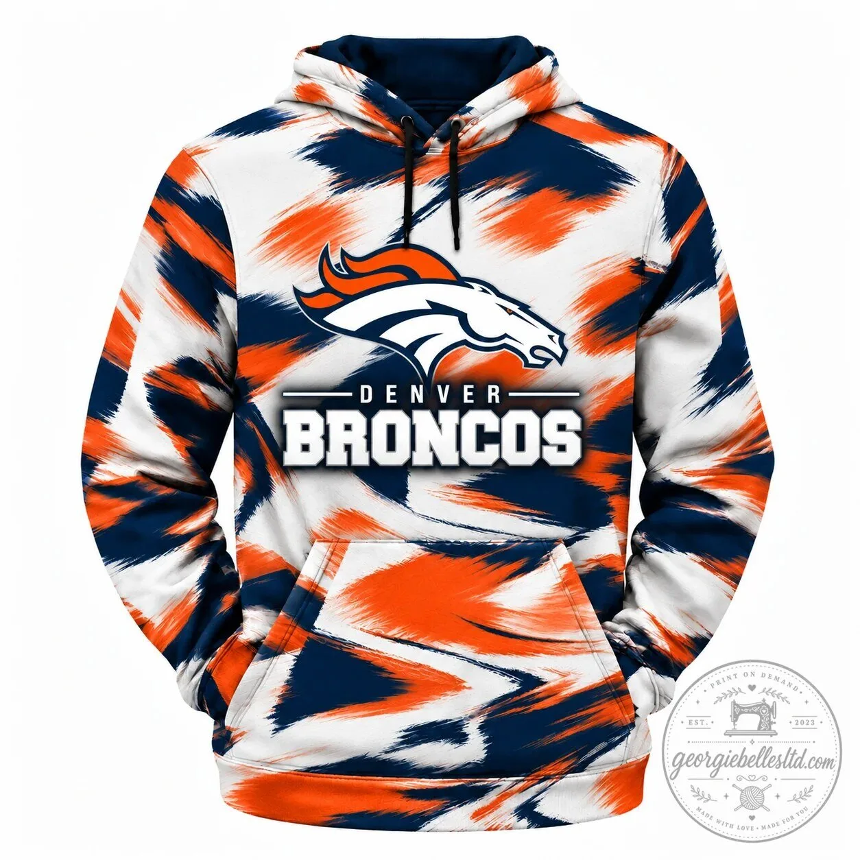 Denver Broncos NFL Brushstroke Abstract Art Hoodie